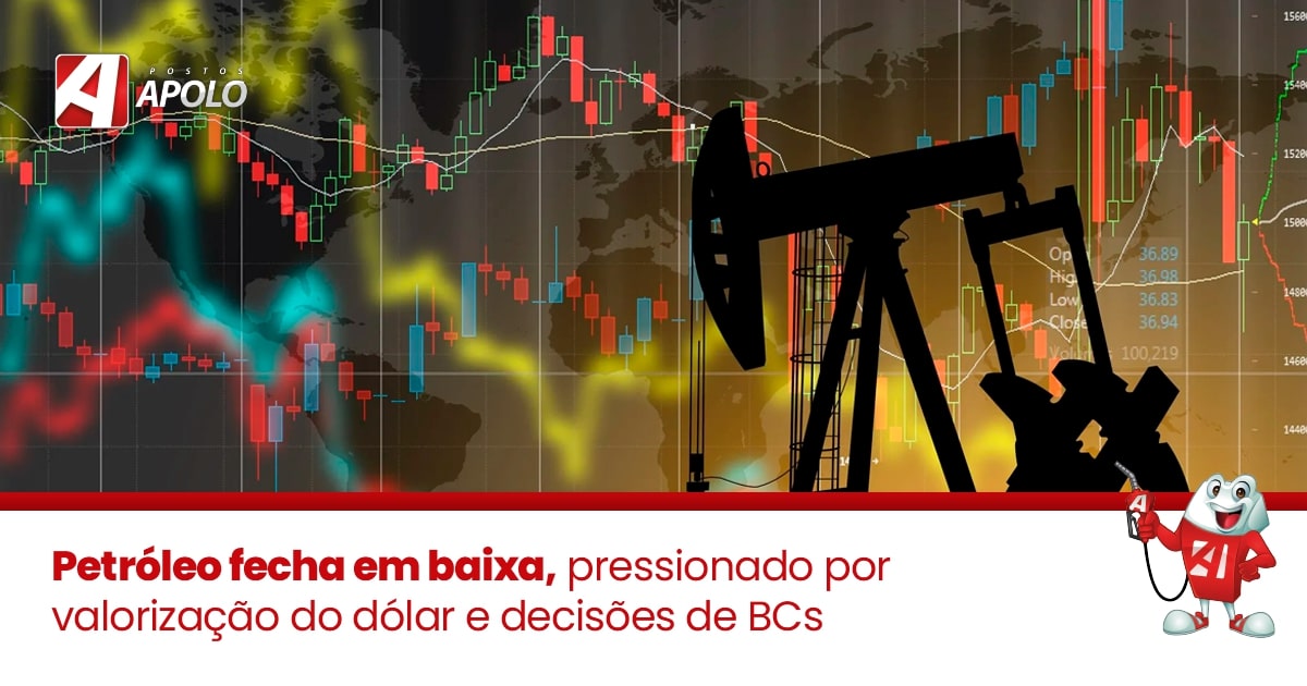 No momento, você está visualizando Petróleo fecha em baixa, pressionado por valorização do dólar e decisões de BCs