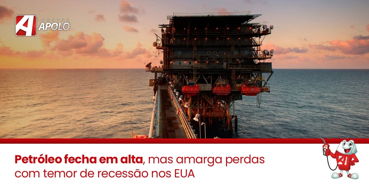 No momento, você está visualizando Petróleo fecha em alta, mas amarga perdas com temor de recessão nos EUA